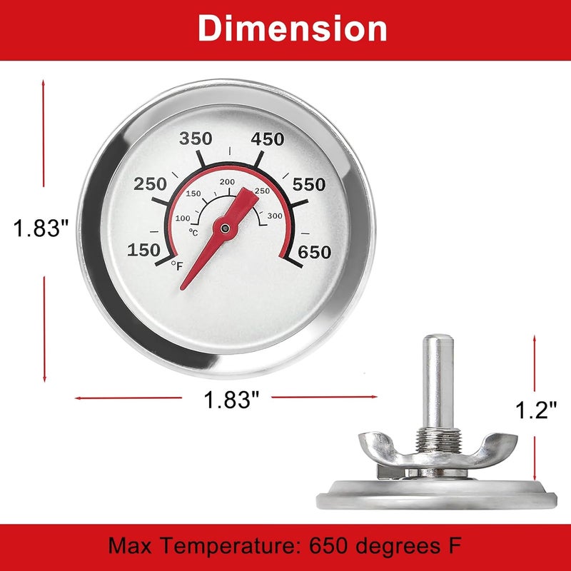 DELSbbq 1.8" Lid Thermometer for Charbroil, BBQ Temperature Gauge G432-8L00-W1 for Advantage 4/6 Burner & Tru-Infrared Performance 2 Burner,for 463625217 463229521 463238218 463243518 463274419 Heat Indicator - Image 2